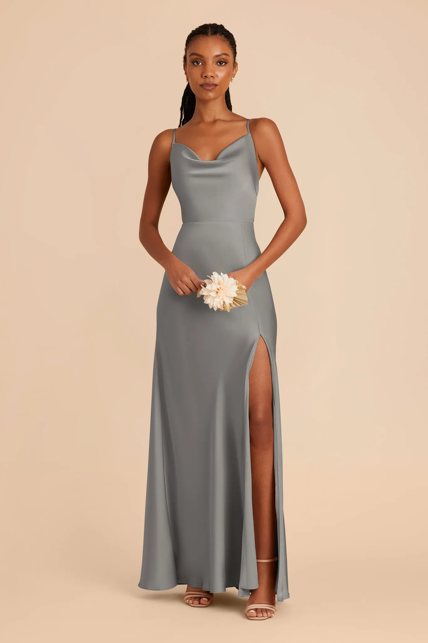 Lisa Long Matte Satin Dress - Silver sold by Birdy Grey product image thumbnail 3