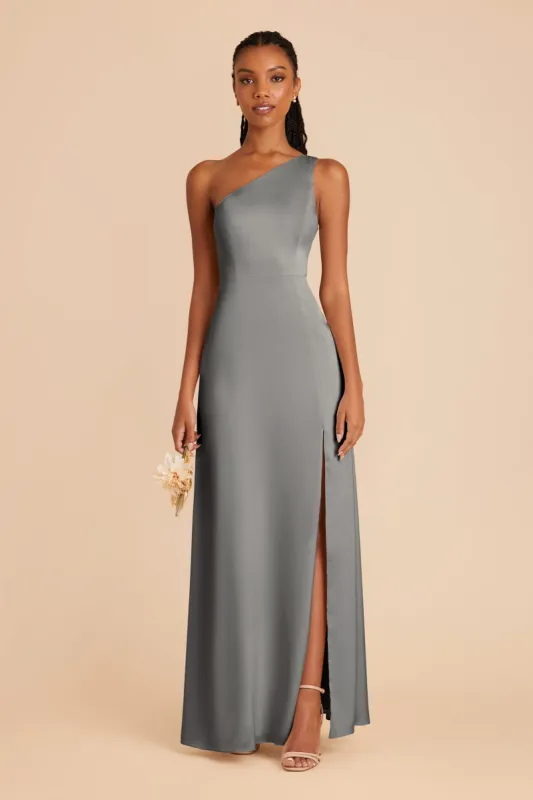 Kira Matte Satin Dress - Silver sold by Birdy Grey