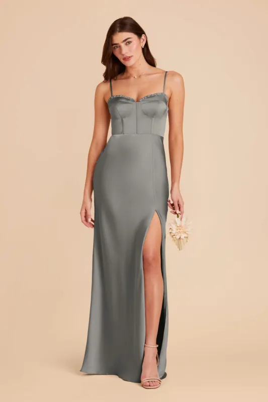 Jessica Matte Satin Dress - Silver sold by Birdy Grey