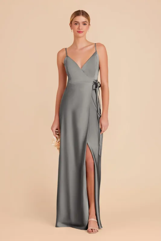 Cindy Matte Satin Dress - Silver sold by Birdy Grey