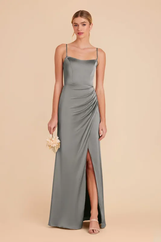 Anne Matte Satin Dress - Silver sold by Birdy Grey