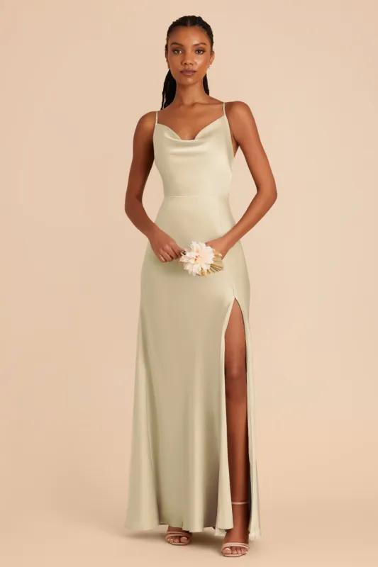 Lisa Long Matte Satin Dress - Prosecco sold by Birdy Grey