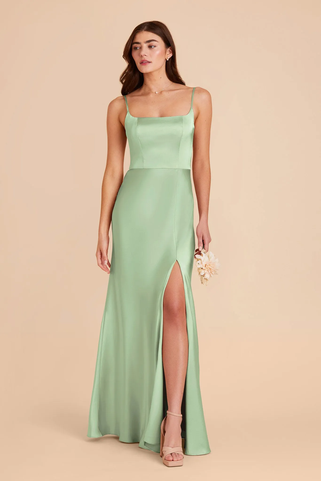 Mai Matte Satin Dress - Pistachio sold by Birdy Grey