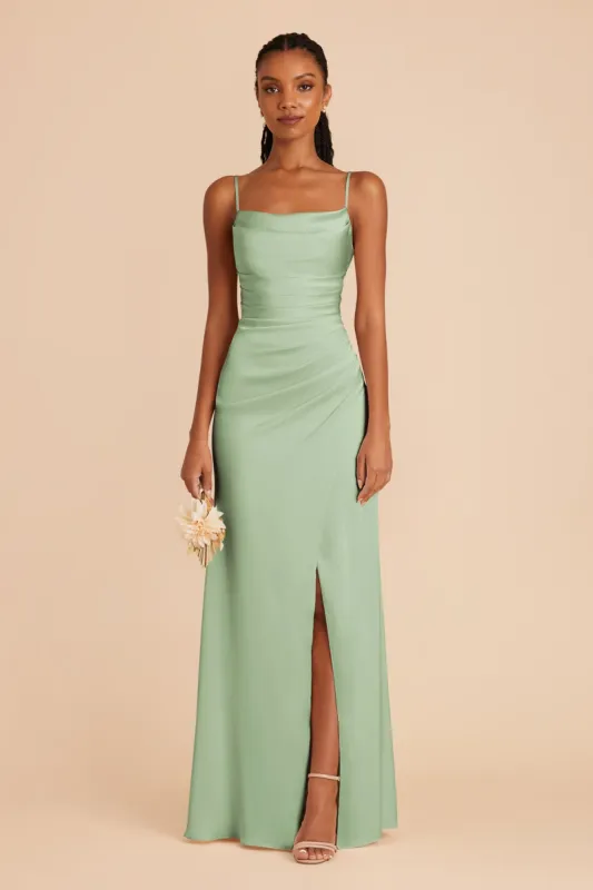 Lydia Matte Satin Dress - Pistachio sold by Birdy Grey
