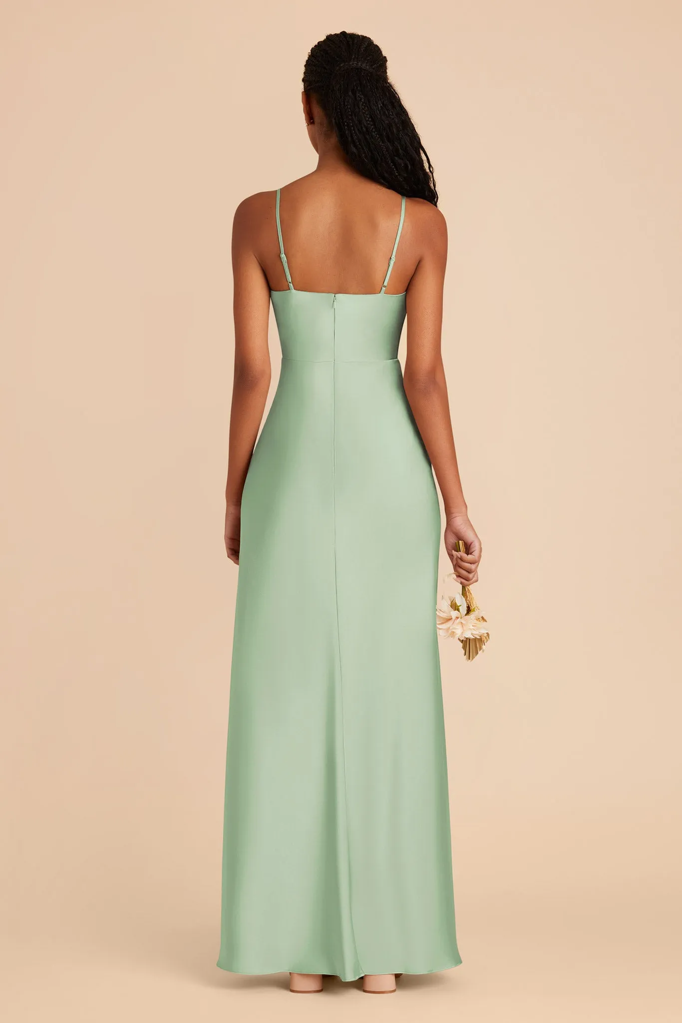 Lisa Long Matte Satin Dress - Pistachio sold by Birdy Grey product image thumbnail 5