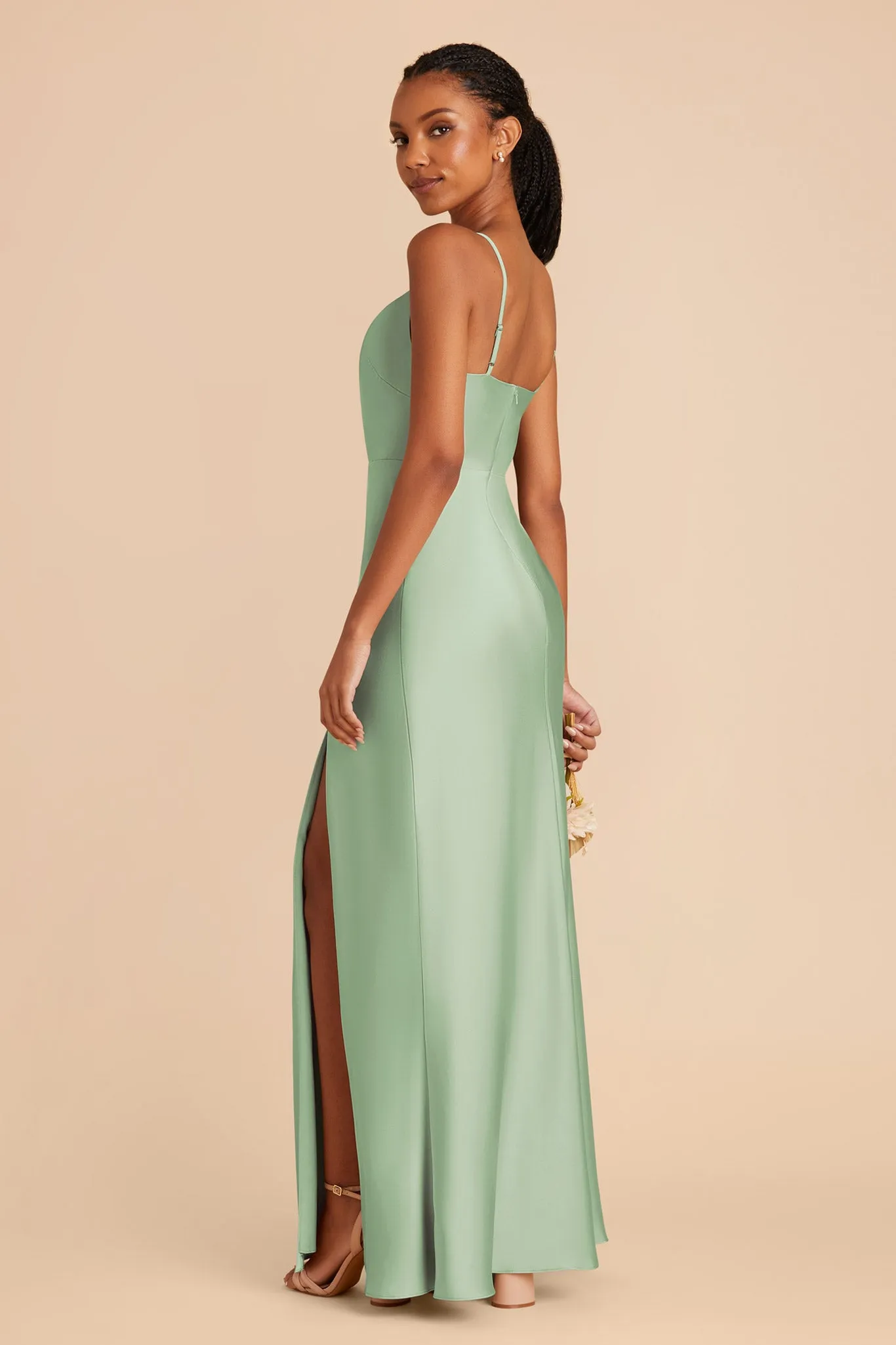 Lisa Long Matte Satin Dress - Pistachio sold by Birdy Grey product image thumbnail 4