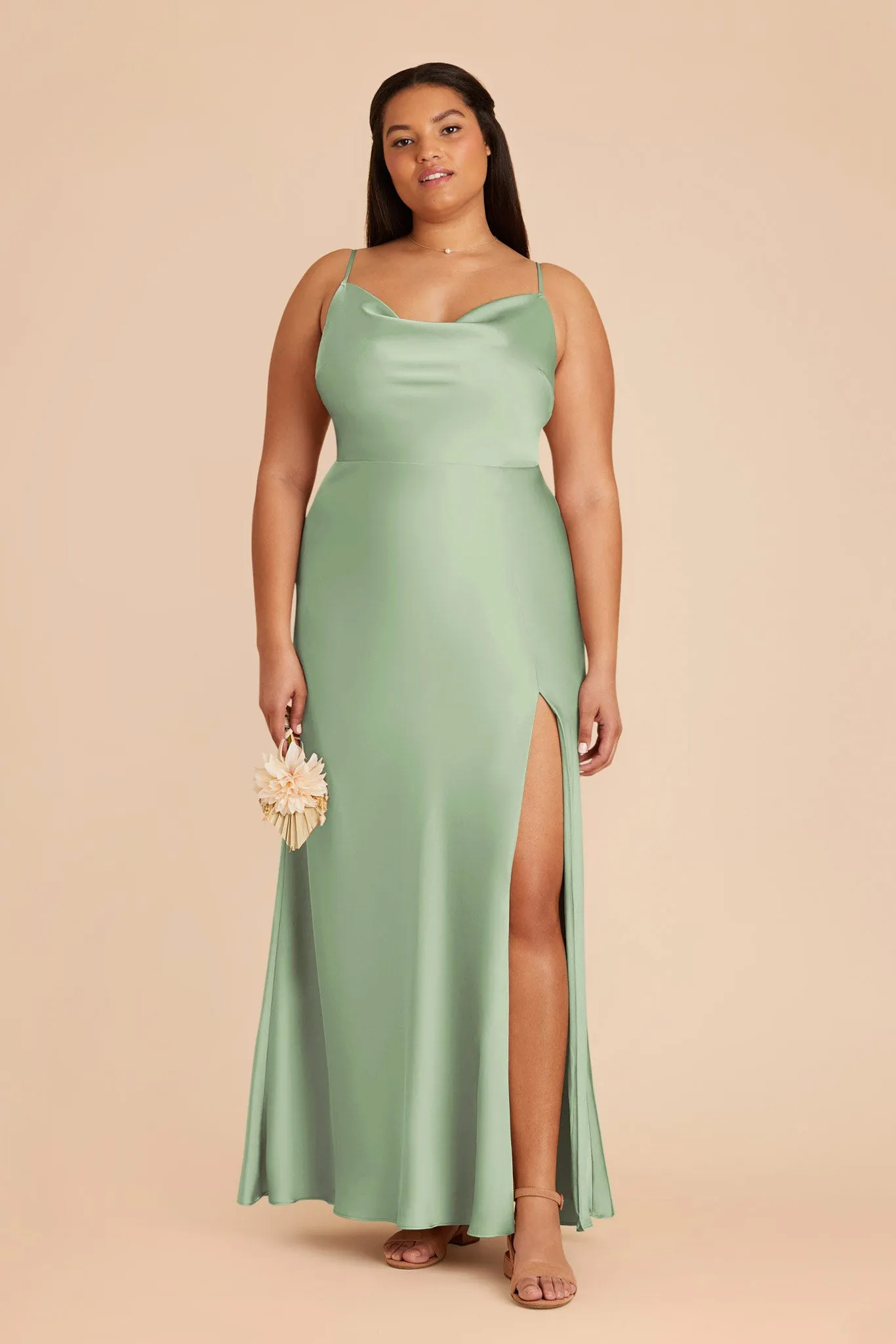 Lisa Long Matte Satin Dress - Pistachio sold by Birdy Grey product image thumbnail 2