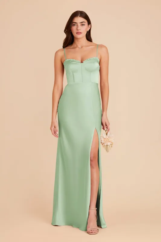 Jessica Matte Satin Dress - Pistachio sold by Birdy Grey