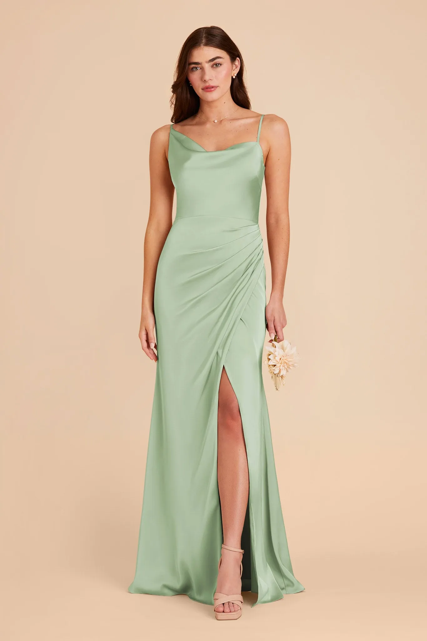 Jennifer Matte Satin Dress - Pistachio sold by Birdy Grey product image thumbnail 3