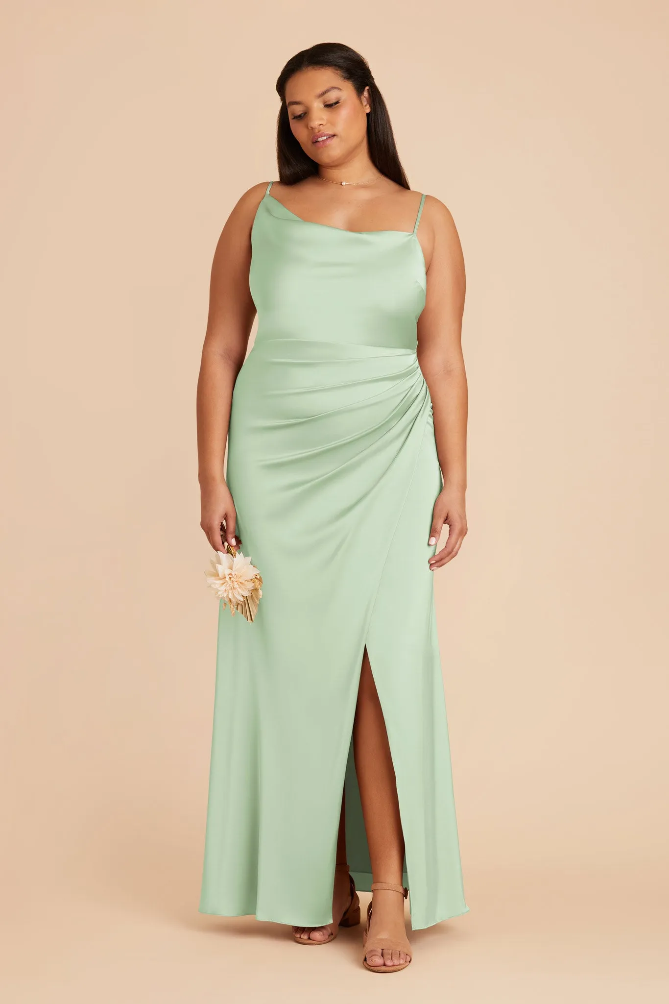 Jennifer Matte Satin Dress - Pistachio sold by Birdy Grey product image thumbnail 2