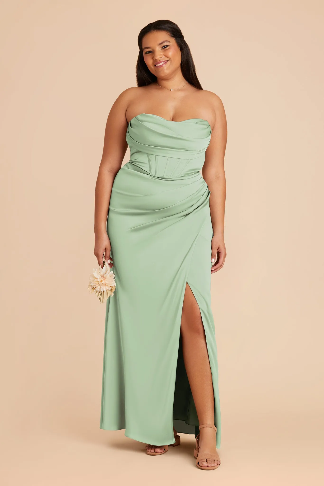 Carrie Matte Satin Dress - Pistachio sold by Birdy Grey product image thumbnail 2