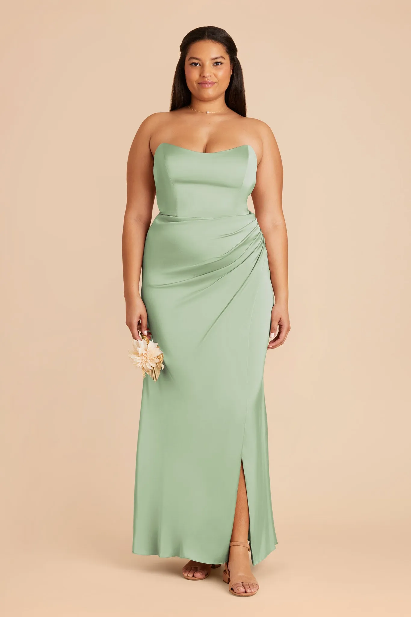 Anne Matte Satin Dress - Pistachio sold by Birdy Grey product image thumbnail 2