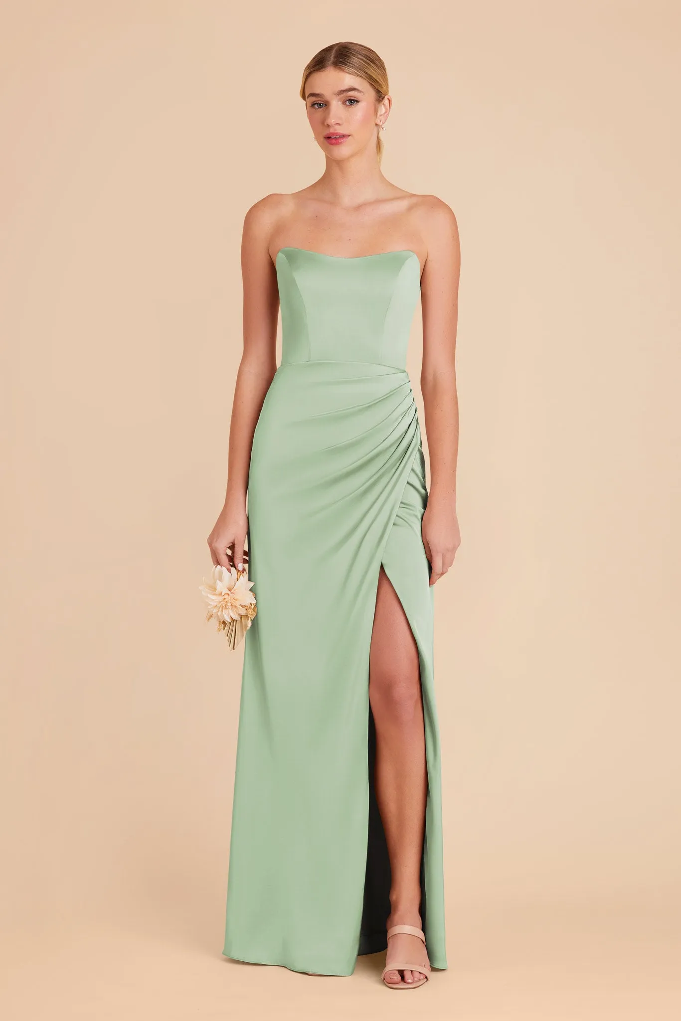 Anne Matte Satin Dress - Pistachio sold by Birdy Grey product image thumbnail 3