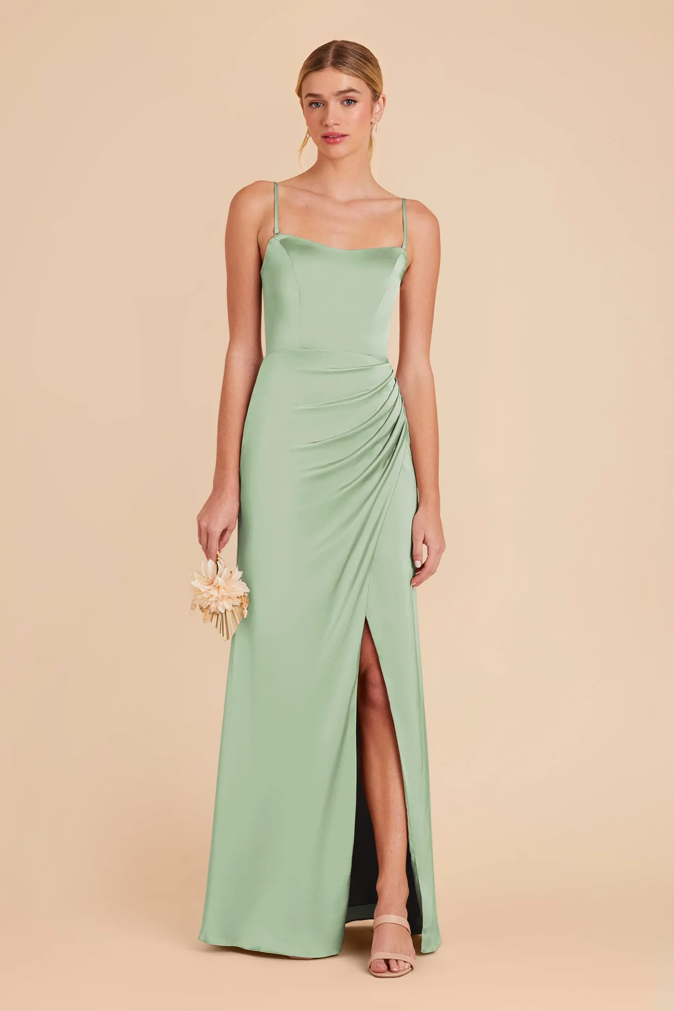 Anne Matte Satin Dress - Pistachio sold by Birdy Grey product image thumbnail 5