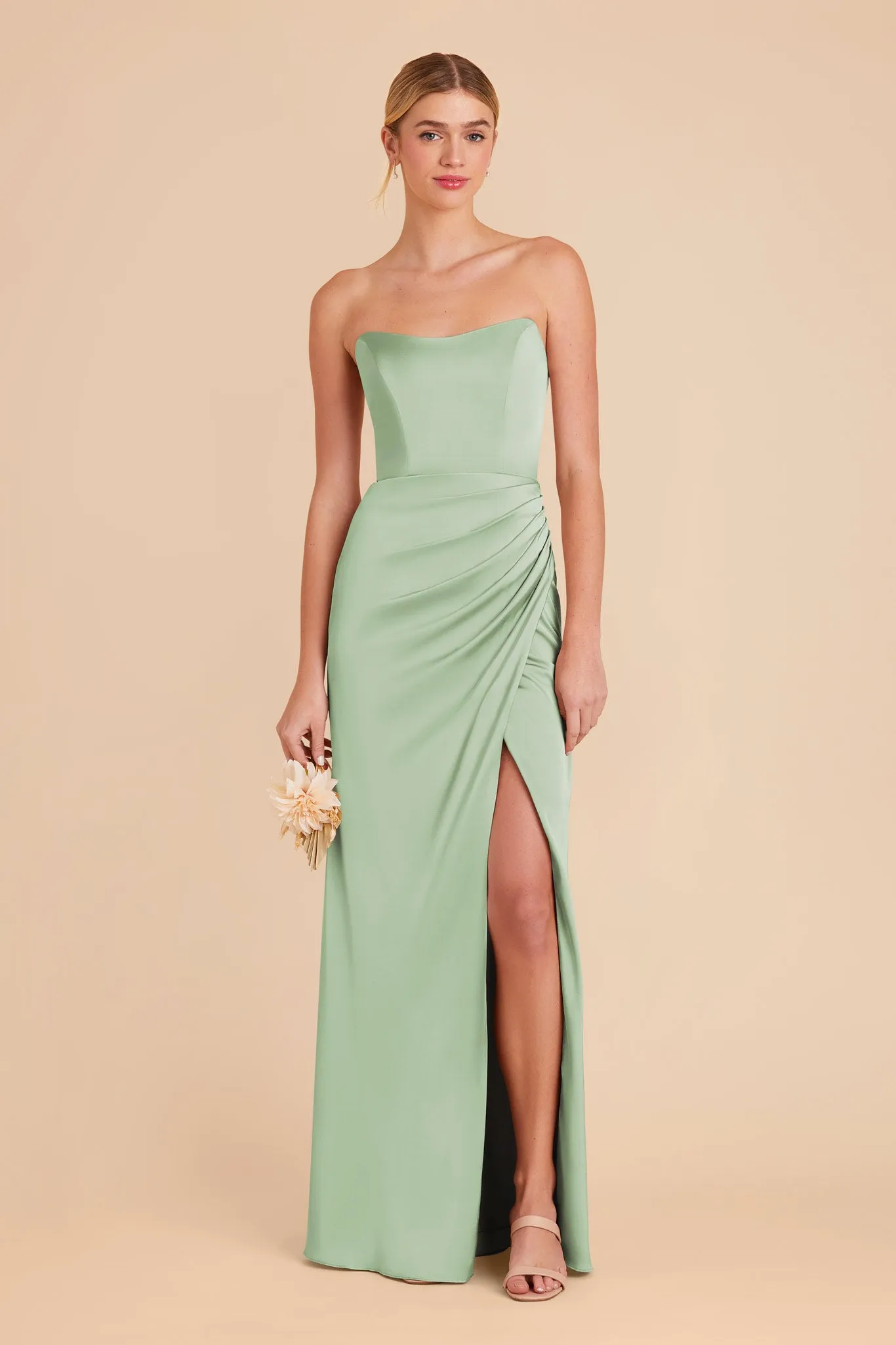 Anne Matte Satin Dress - Pistachio sold by Birdy Grey product image thumbnail 4