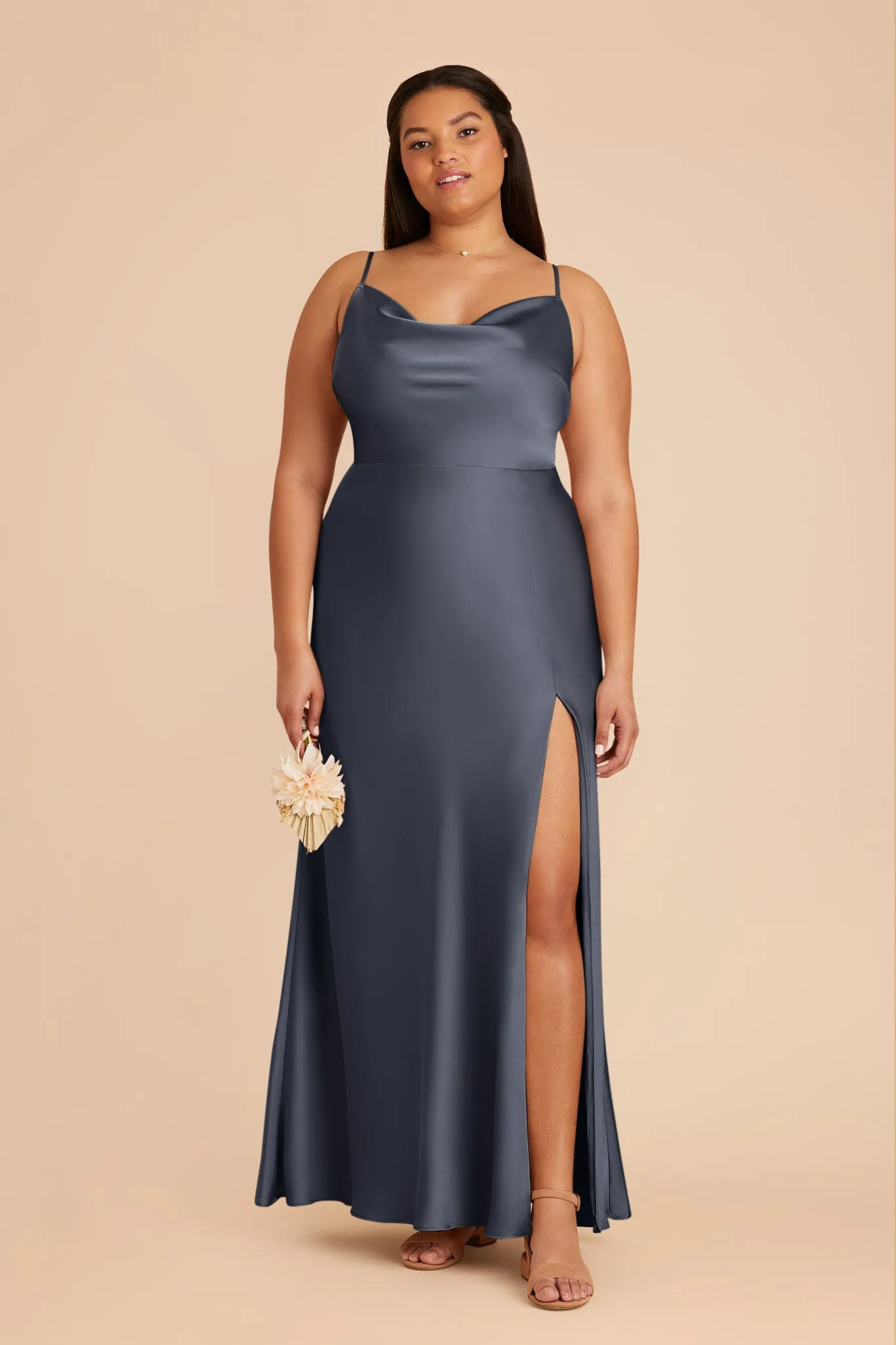 Lisa Long Matte Satin Dress - Dusk Blue sold by Birdy Grey product image thumbnail 2