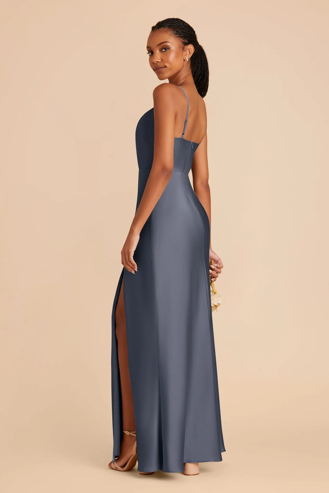 Lisa Long Matte Satin Dress - Dusk Blue sold by Birdy Grey product image thumbnail 4