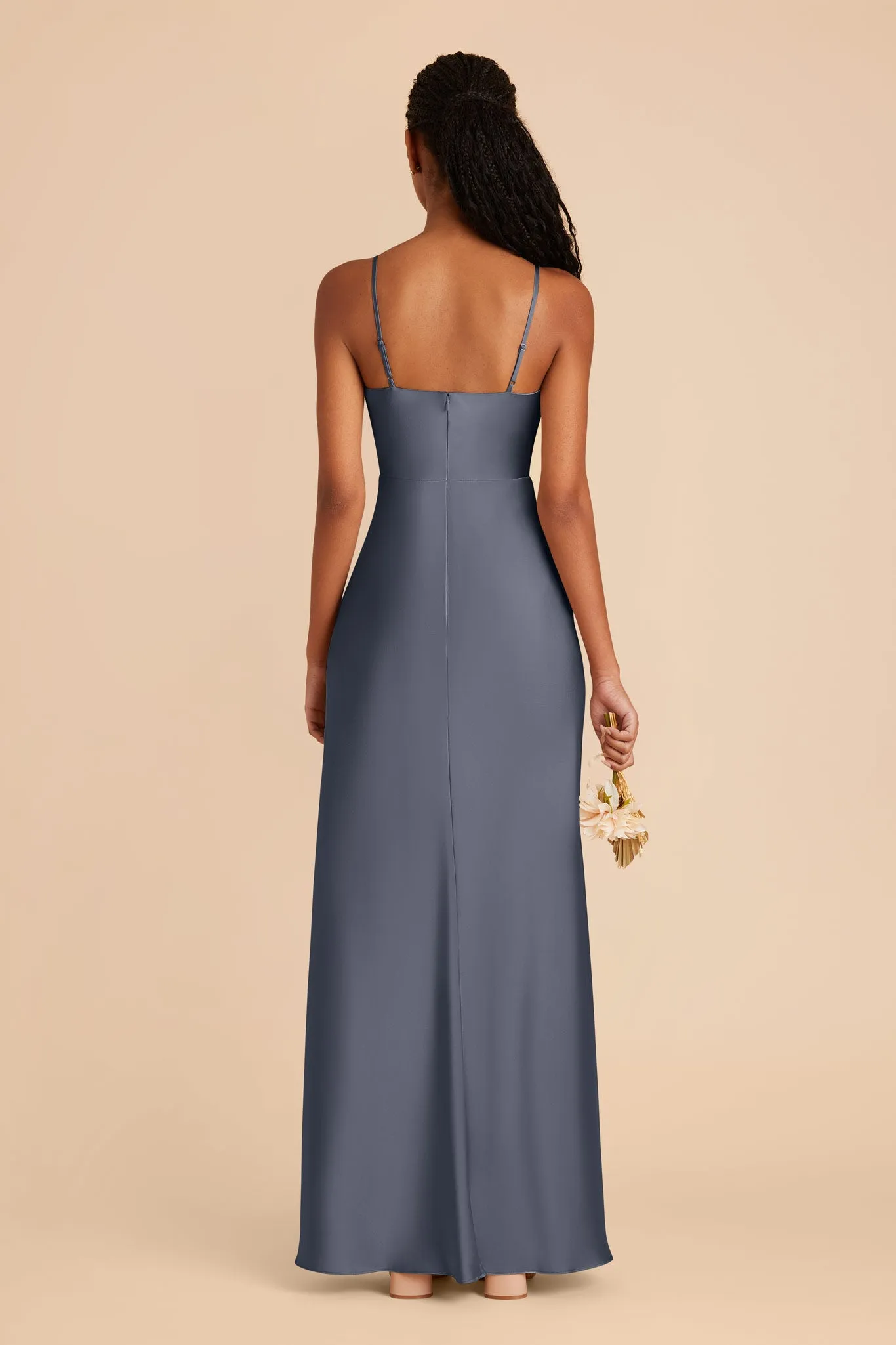 Lisa Long Matte Satin Dress - Dusk Blue sold by Birdy Grey product image thumbnail 5