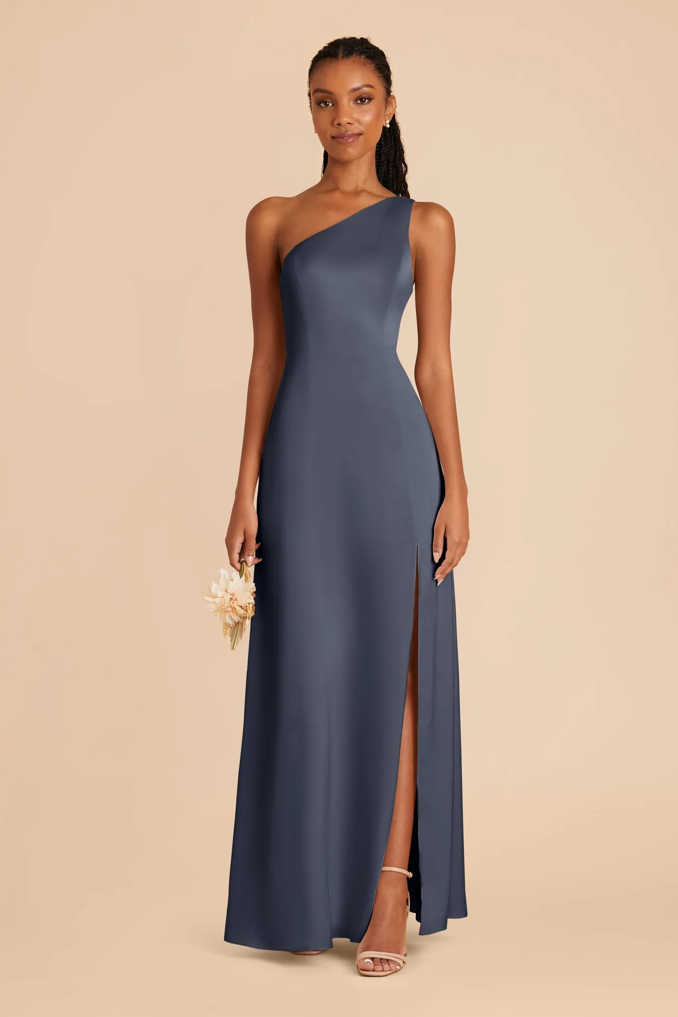 Kira Matte Satin Dress - Dusk Blue sold by Birdy Grey