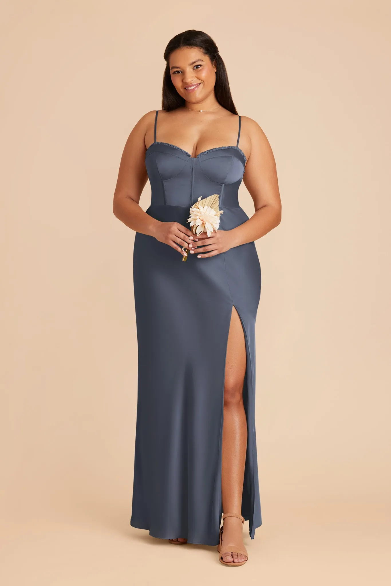 Jessica Matte Satin Dress - Dusk Blue sold by Birdy Grey product image thumbnail 2