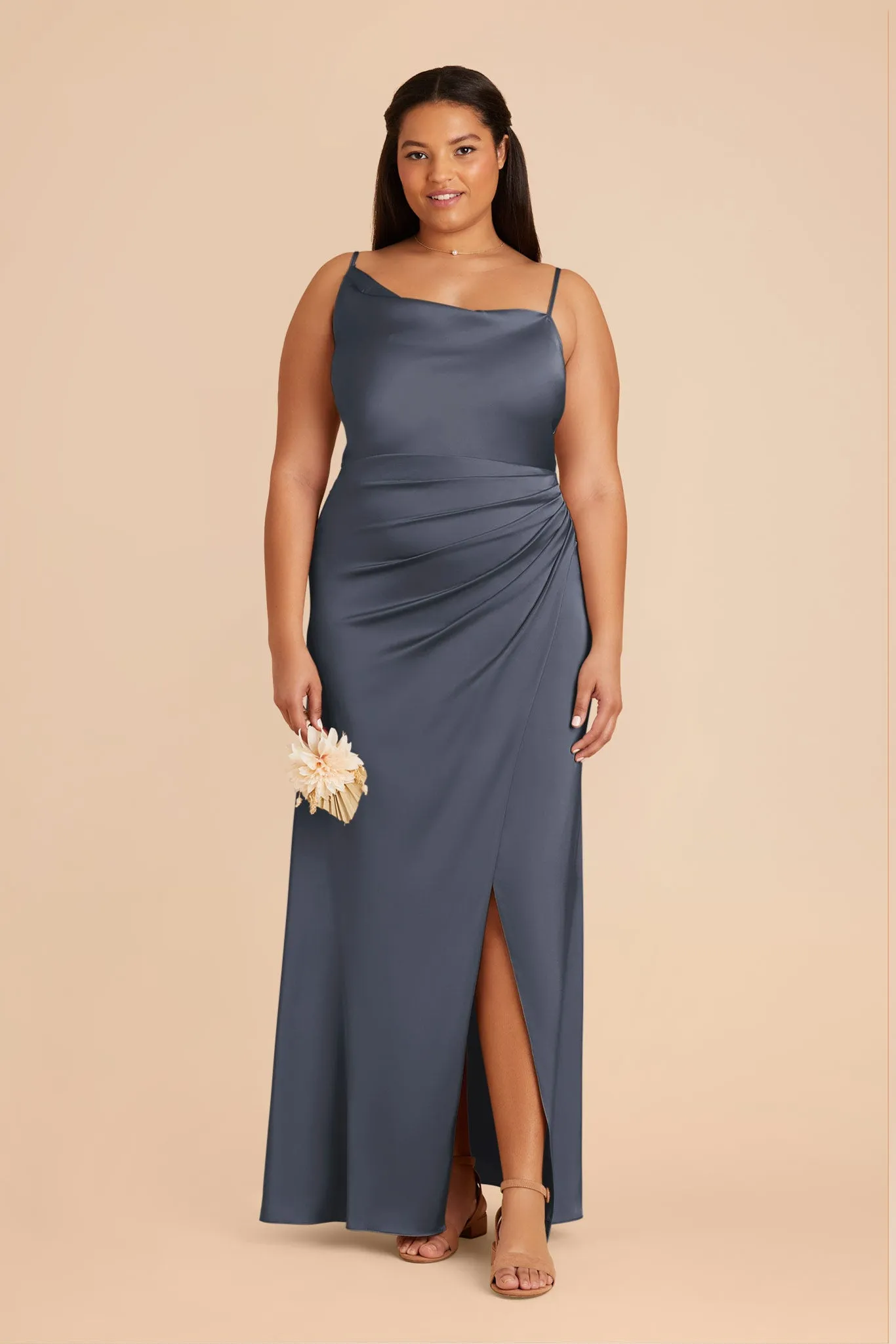 Jennifer Matte Satin Dress - Dusk Blue sold by Birdy Grey product image thumbnail 2