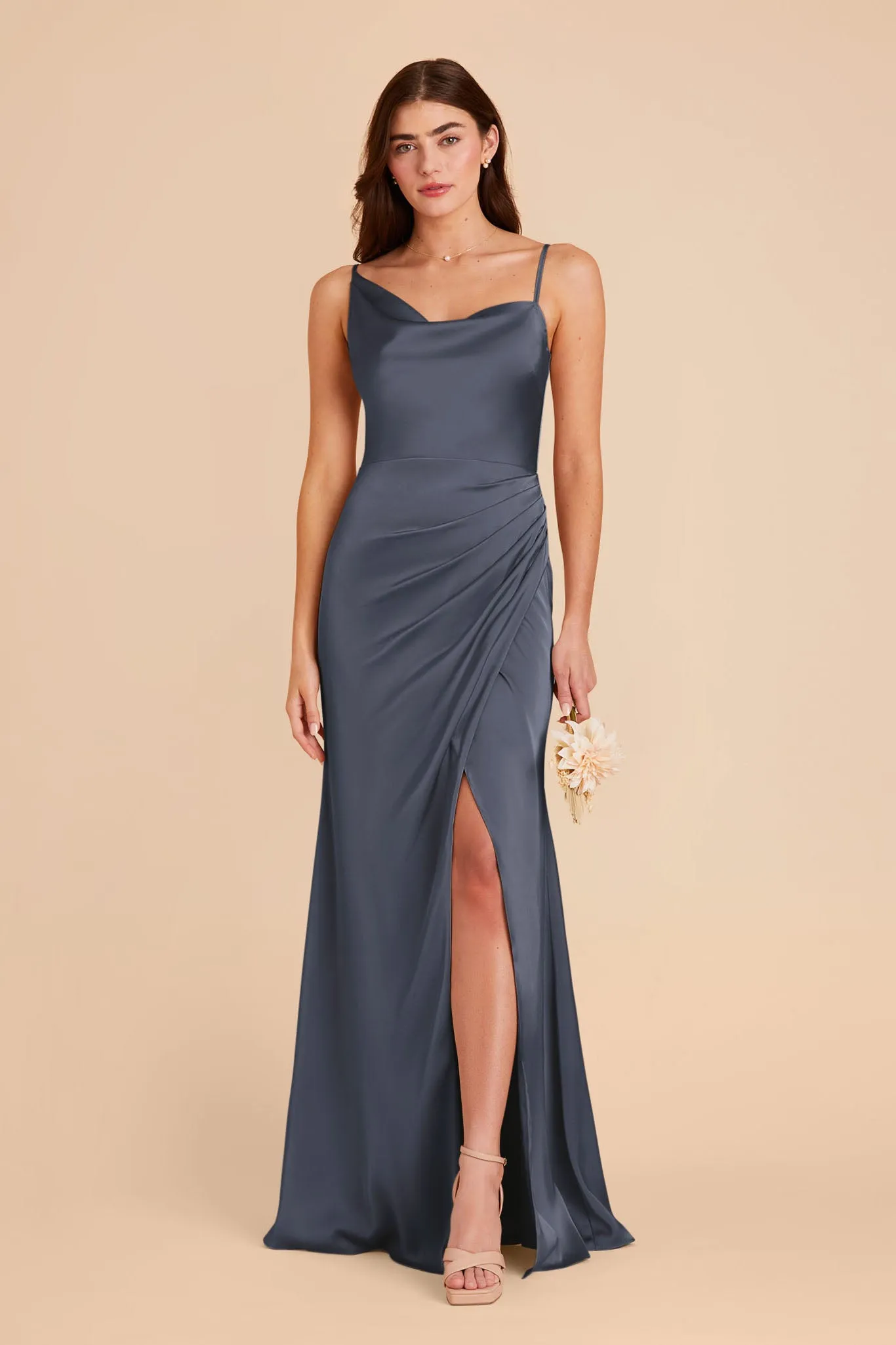 Jennifer Matte Satin Dress - Dusk Blue sold by Birdy Grey product image thumbnail 3