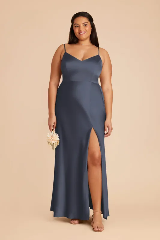 Jay Matte Satin Dress - Dusk Blue sold by Birdy Grey