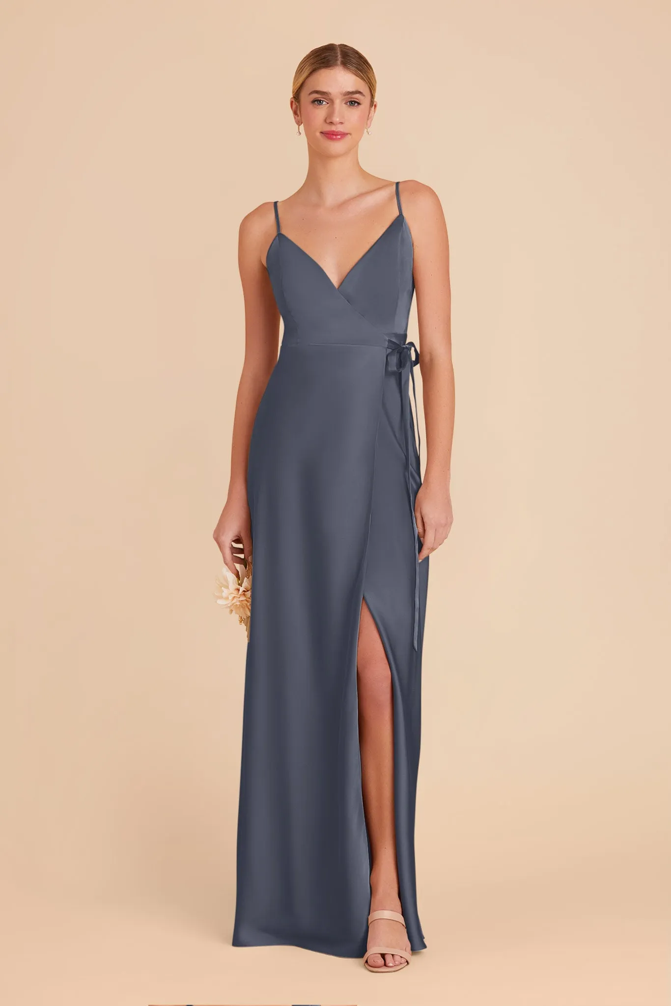 Cindy Matte Satin Dress - Dusk Blue sold by Birdy Grey