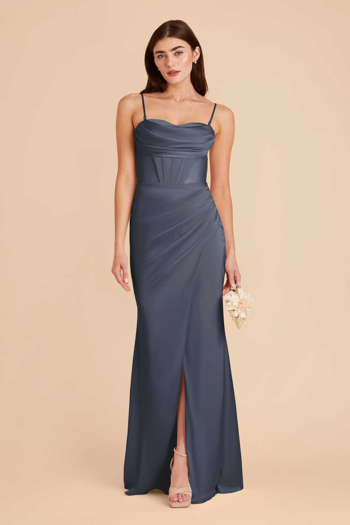 Carrie Matte Satin Dress - Dusk Blue sold by Birdy Grey product image thumbnail 5