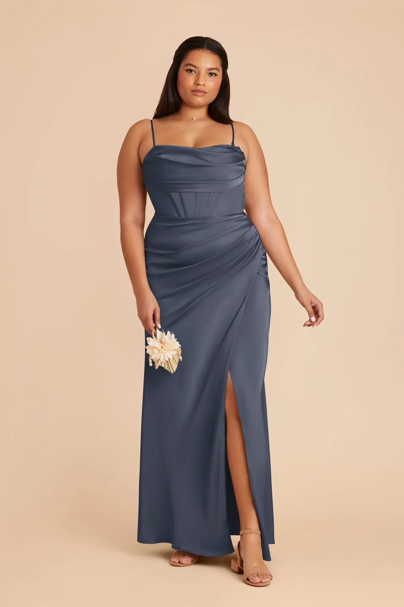Carrie Matte Satin Dress - Dusk Blue sold by Birdy Grey product image thumbnail 2