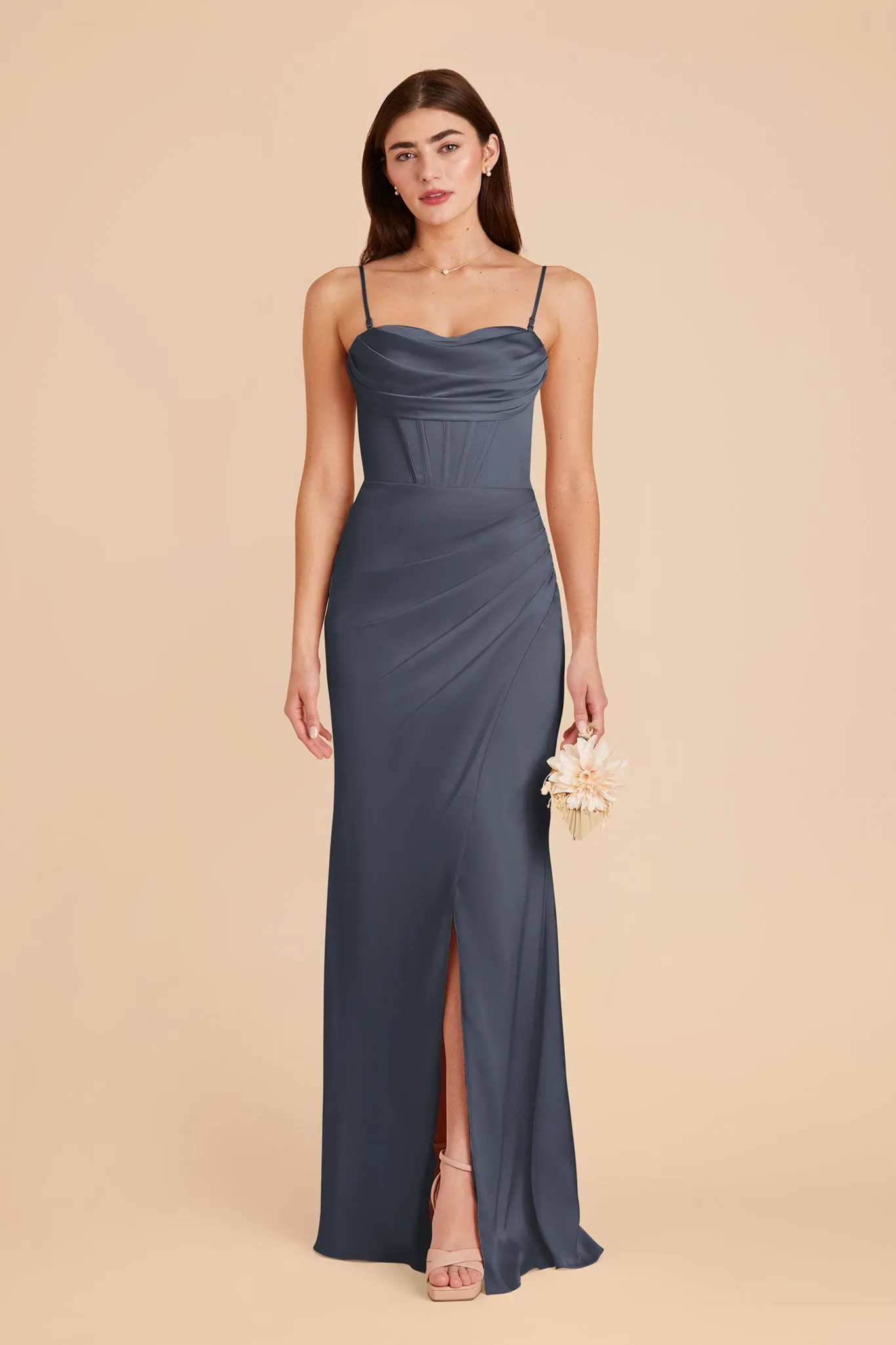Carrie Matte Satin Dress - Dusk Blue sold by Birdy Grey product image thumbnail 4