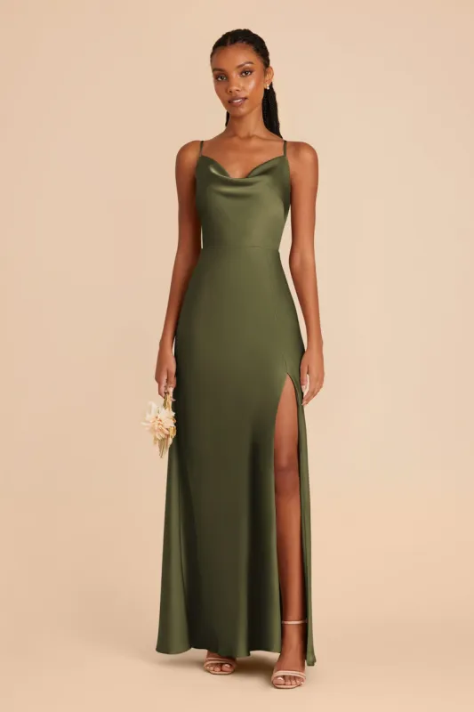 Lisa Long Matte Satin Dress - Martini sold by Birdy Grey