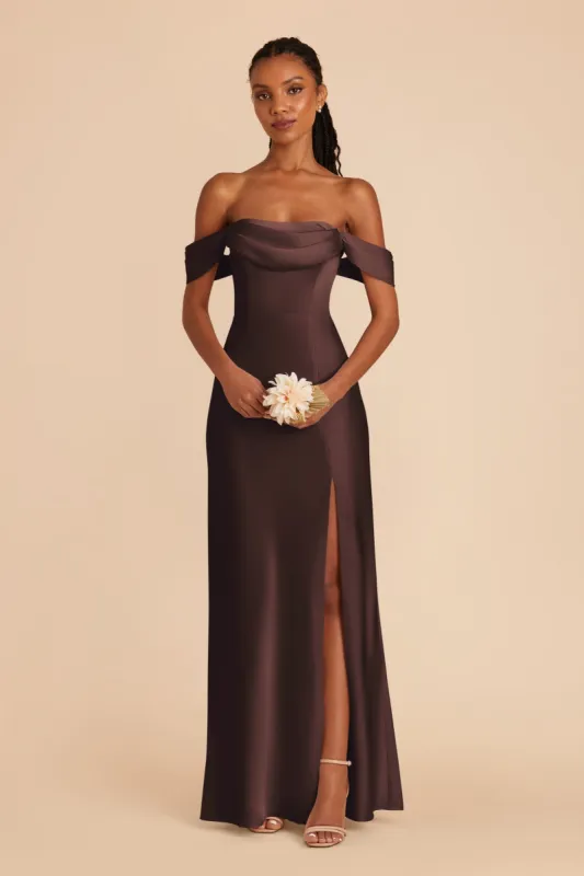 Mia Matte Satin Convertible Dress - Espresso sold by Birdy Grey