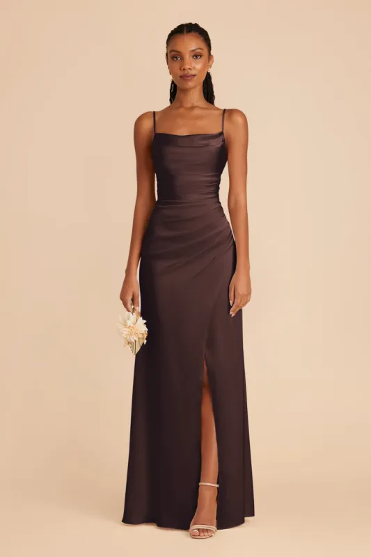 Lydia Matte Satin Dress - Espresso sold by Birdy Grey