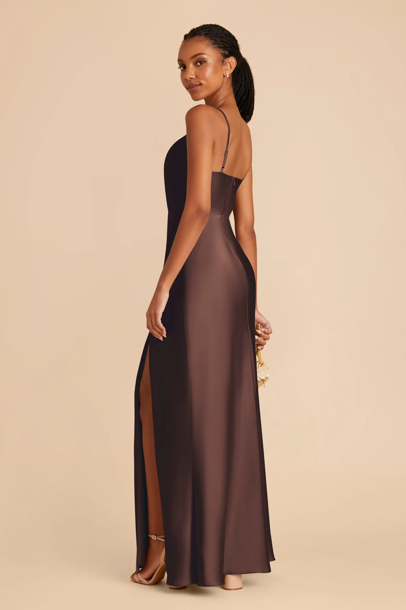Lisa Long Matte Satin Dress - Espresso sold by Birdy Grey product image thumbnail 4