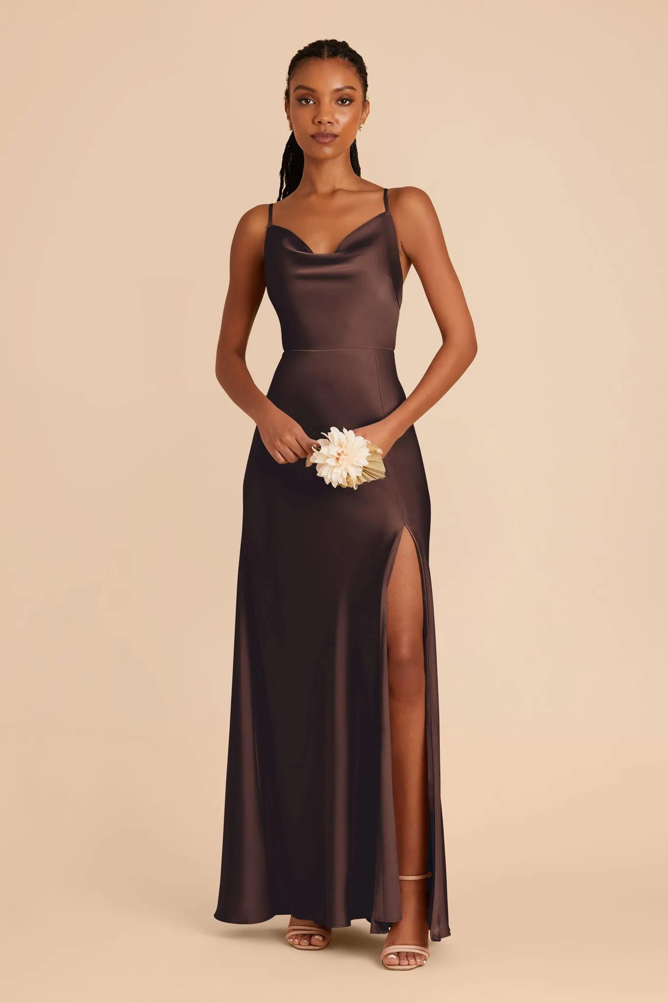 Lisa Long Matte Satin Dress - Espresso sold by Birdy Grey product image thumbnail 3