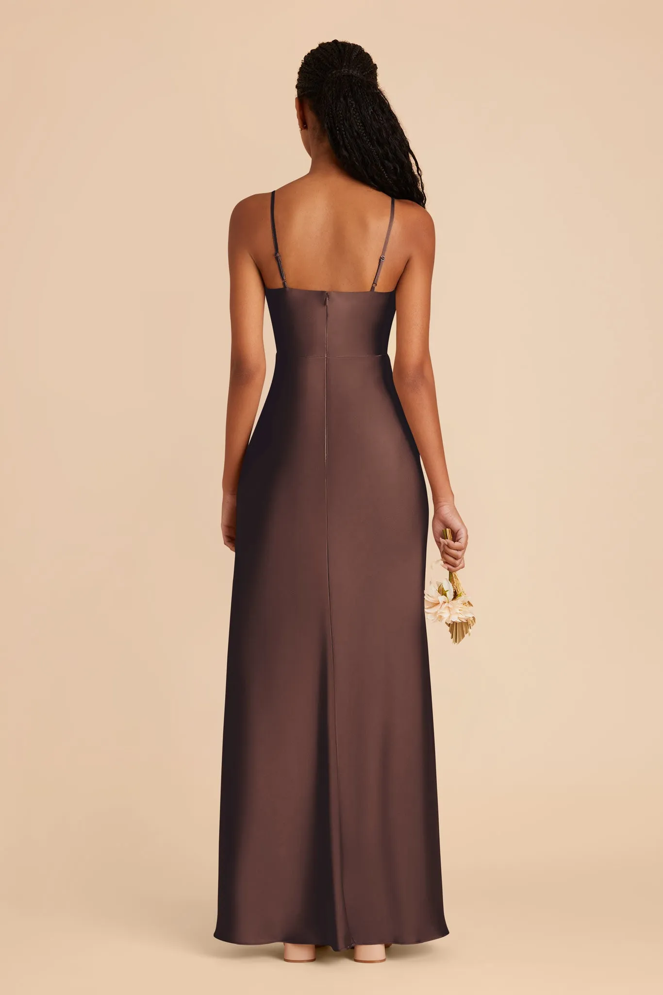 Lisa Long Matte Satin Dress - Espresso sold by Birdy Grey product image thumbnail 5