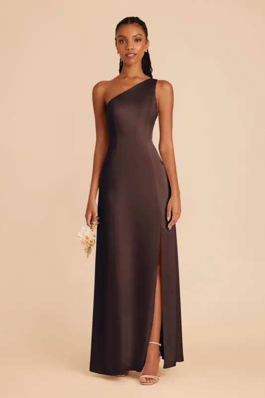 Kira Matte Satin Dress - Espresso sold by Birdy Grey