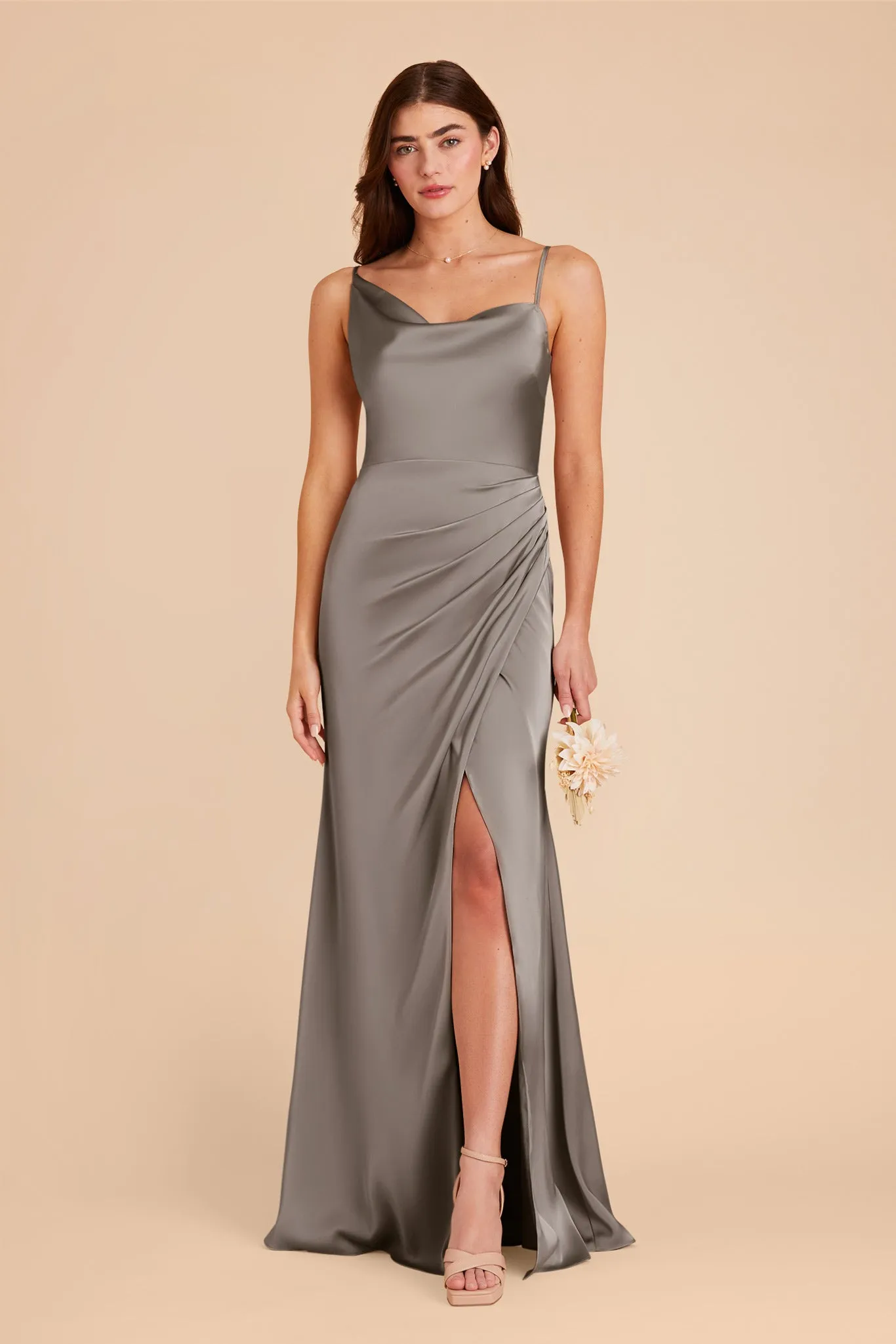 Jennifer Matte Satin Dress - Quartz sold by Birdy Grey