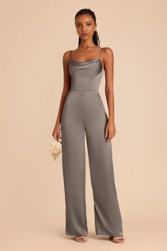 Donna Matte Satin Bridesmaid Jumpsuit - Quartz sold by Birdy Grey