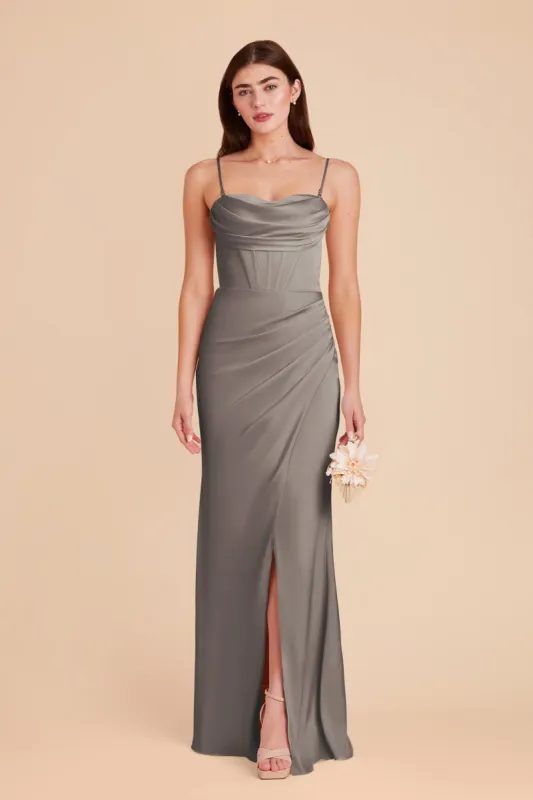 Carrie Matte Satin Dress - Quartz sold by Birdy Grey