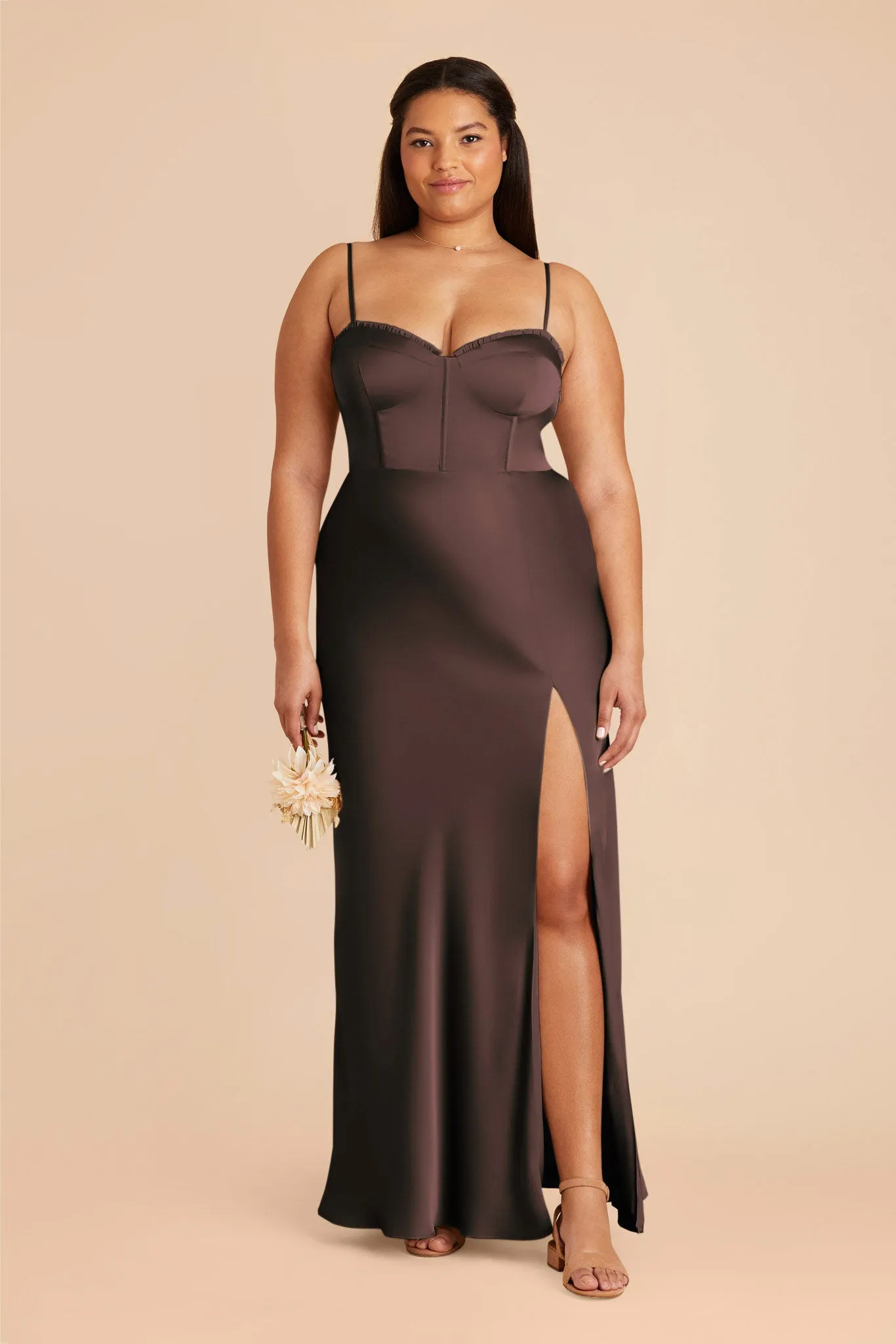 Jessica Matte Satin Dress - Espresso sold by Birdy Grey product image thumbnail 2