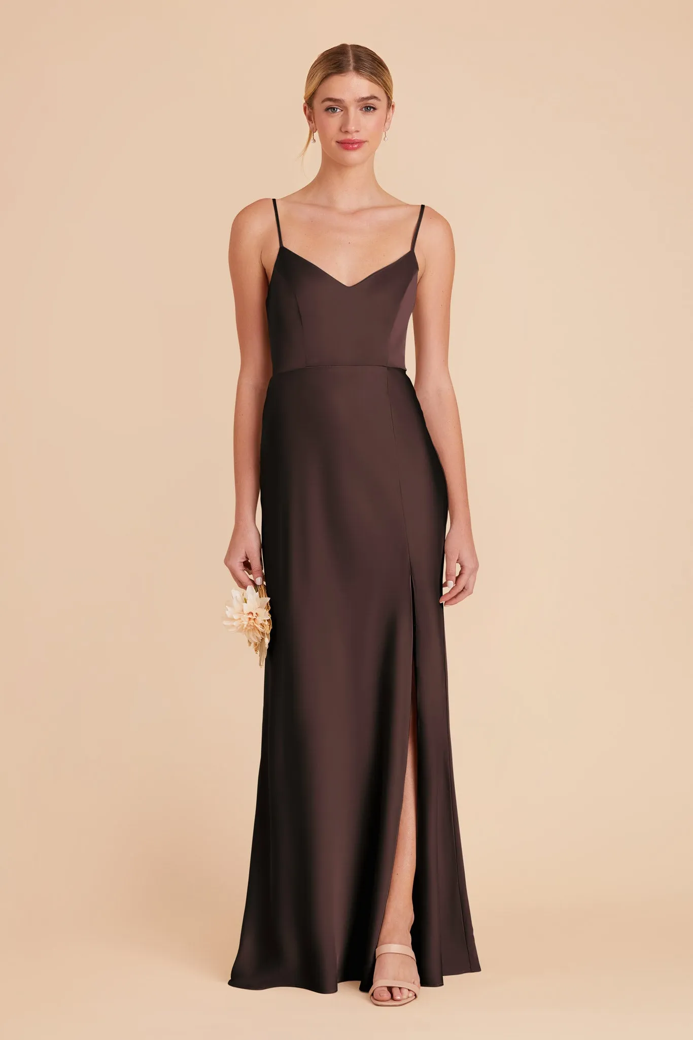 Jay Matte Satin Dress - Espresso sold by Birdy Grey
