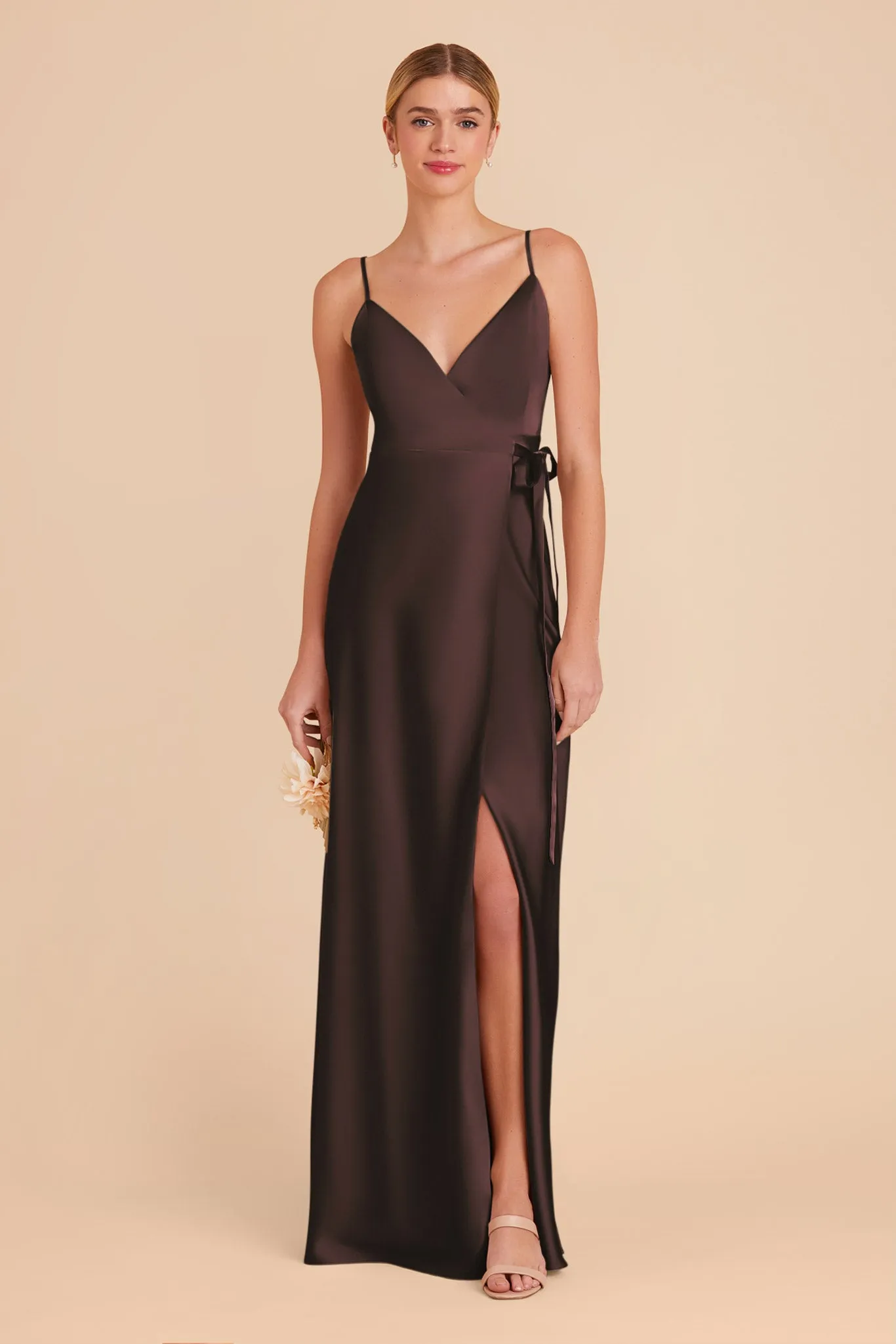 Cindy Matte Satin Dress - Espresso sold by Birdy Grey