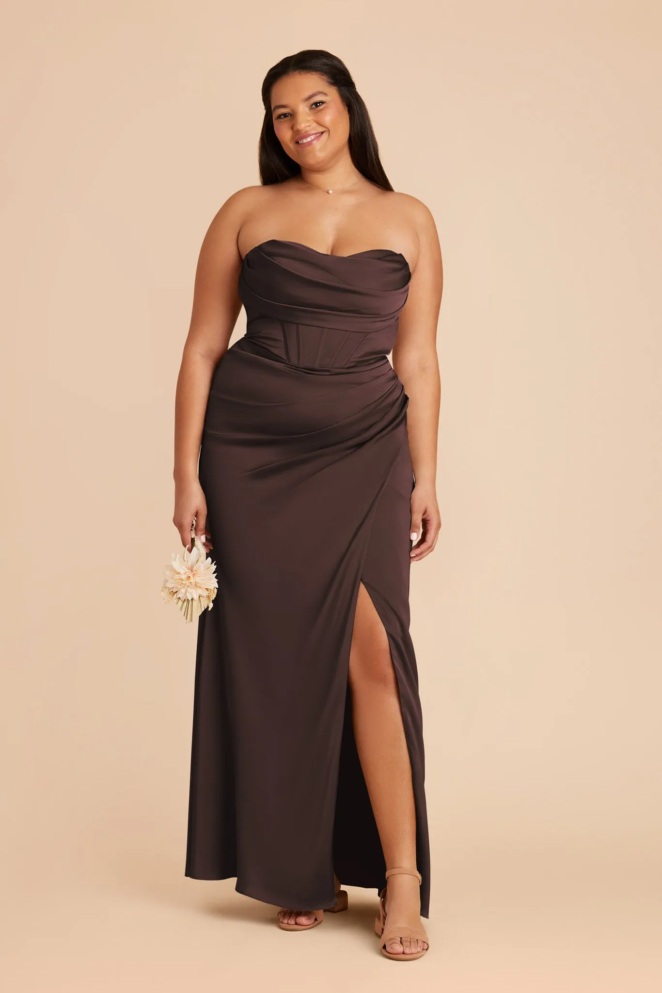 Carrie Matte Satin Dress - Espresso sold by Birdy Grey product image thumbnail 2