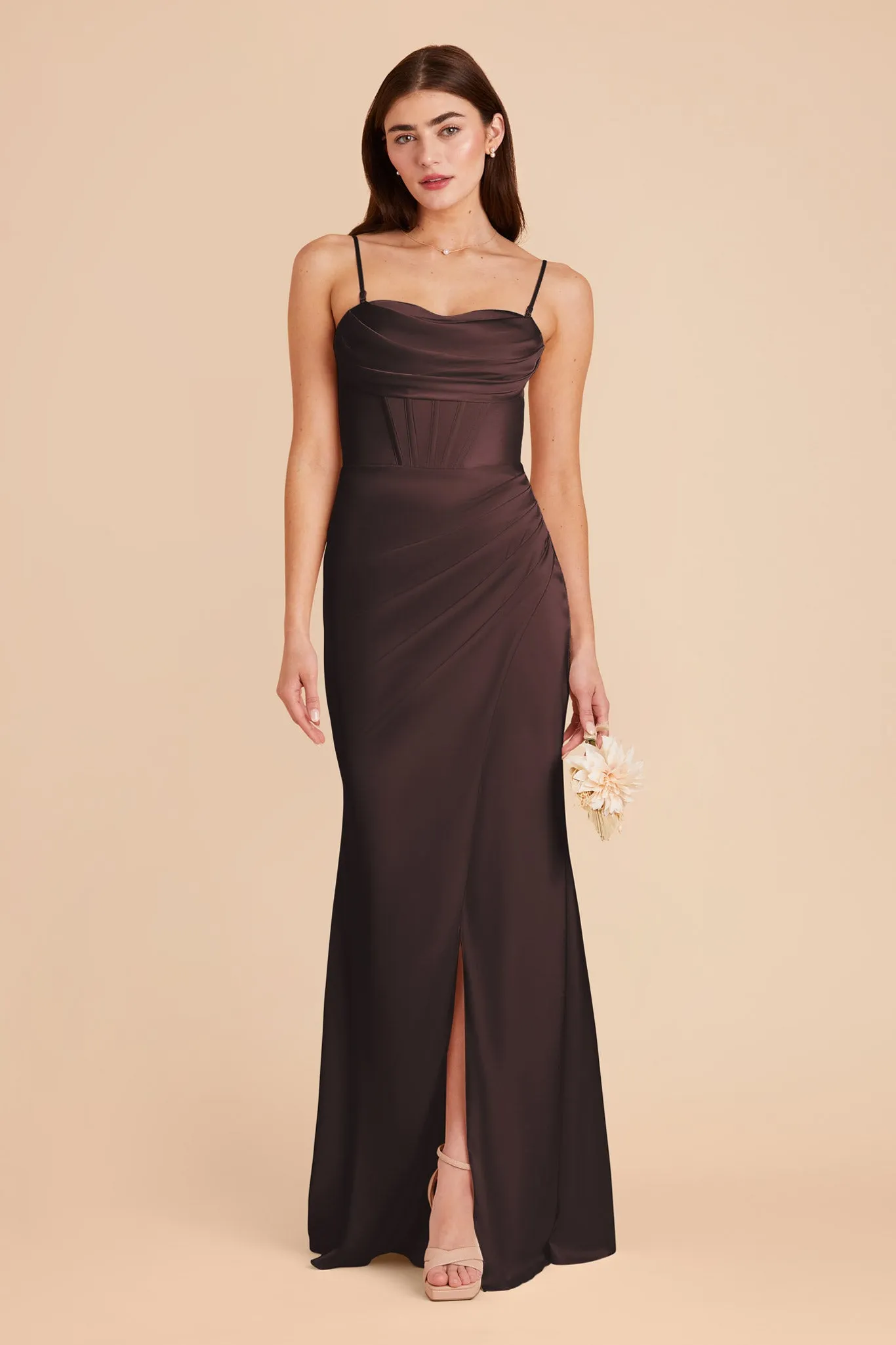 Carrie Matte Satin Dress - Espresso sold by Birdy Grey product image thumbnail 4