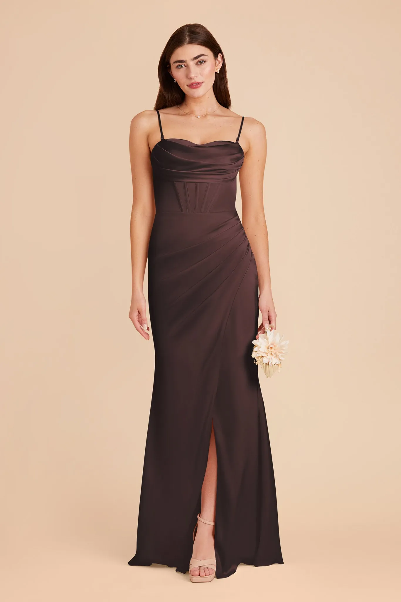 Carrie Matte Satin Dress - Espresso sold by Birdy Grey product image thumbnail 3