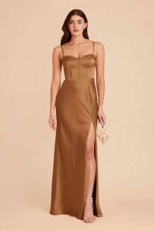 Jessica Matte Satin Dress - Copper sold by Birdy Grey