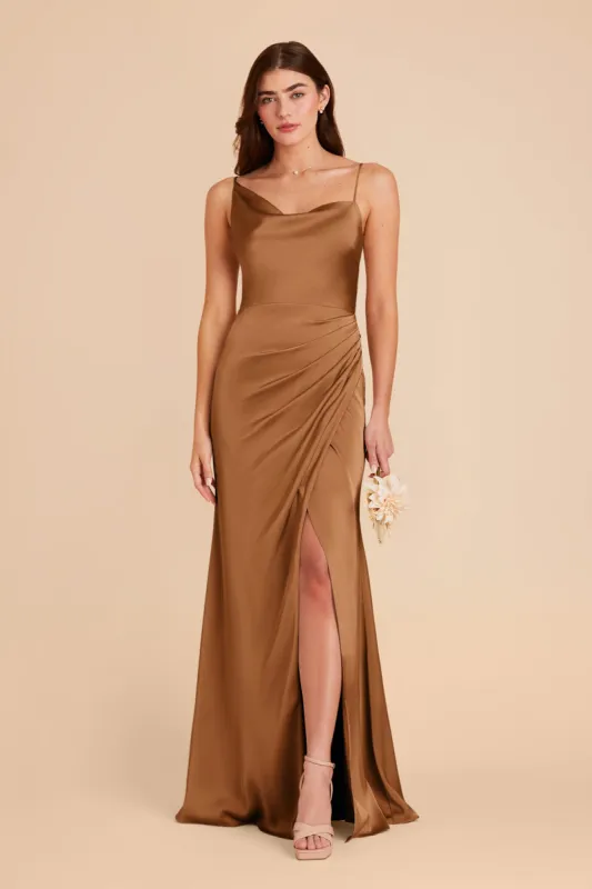 Jennifer Matte Satin Dress - Copper sold by Birdy Grey