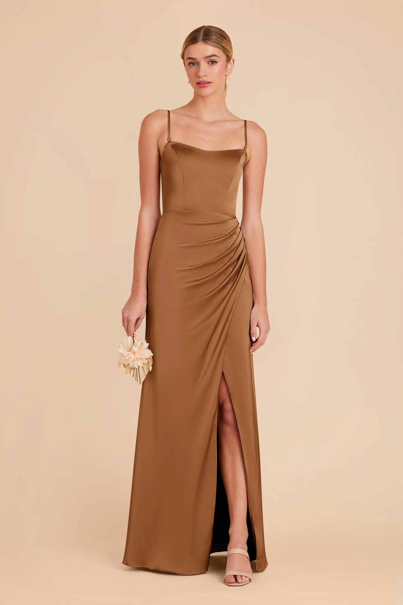 Anne Matte Satin Dress - Copper sold by Birdy Grey